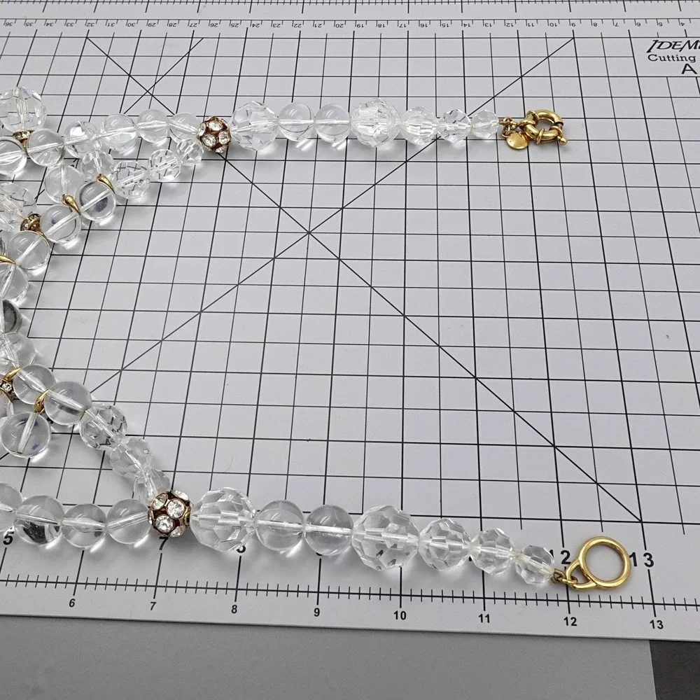 J Crew Clear Lucite Bead Bib Statement Necklace Chandelier Multi Strand Collar
